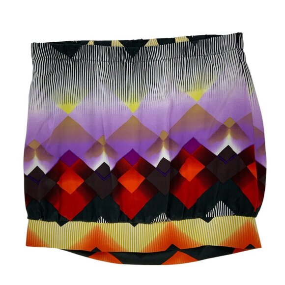 Orna Farho Silk Skirt 40 US/8 Multicolor Mini Pleated Blouson Bubble France - Picture 2 of 12